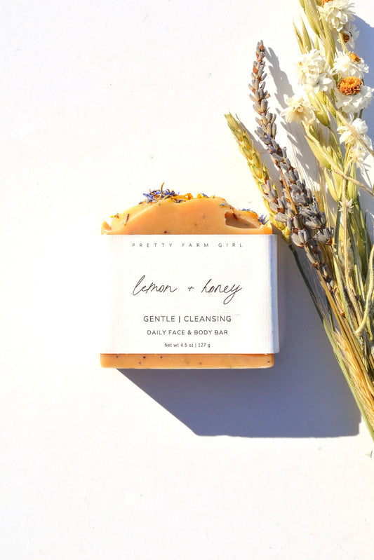 Lemon + Honey + Poppy Seed Handmade Tallow and Goat Milk Soap Bar