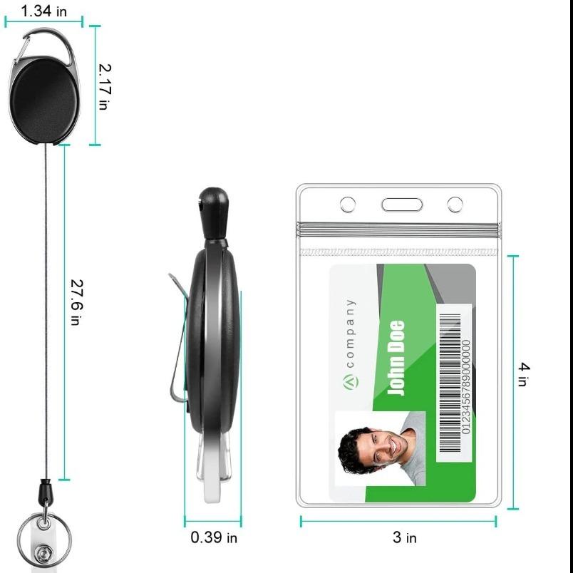 Retractable hoo(key) Keychain Holder and Waterproof Badge ID Card Holder-3