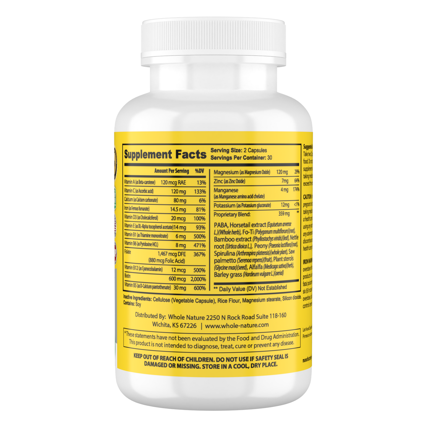 Whole Nature Hair Skin Nails Vitamins with MSM